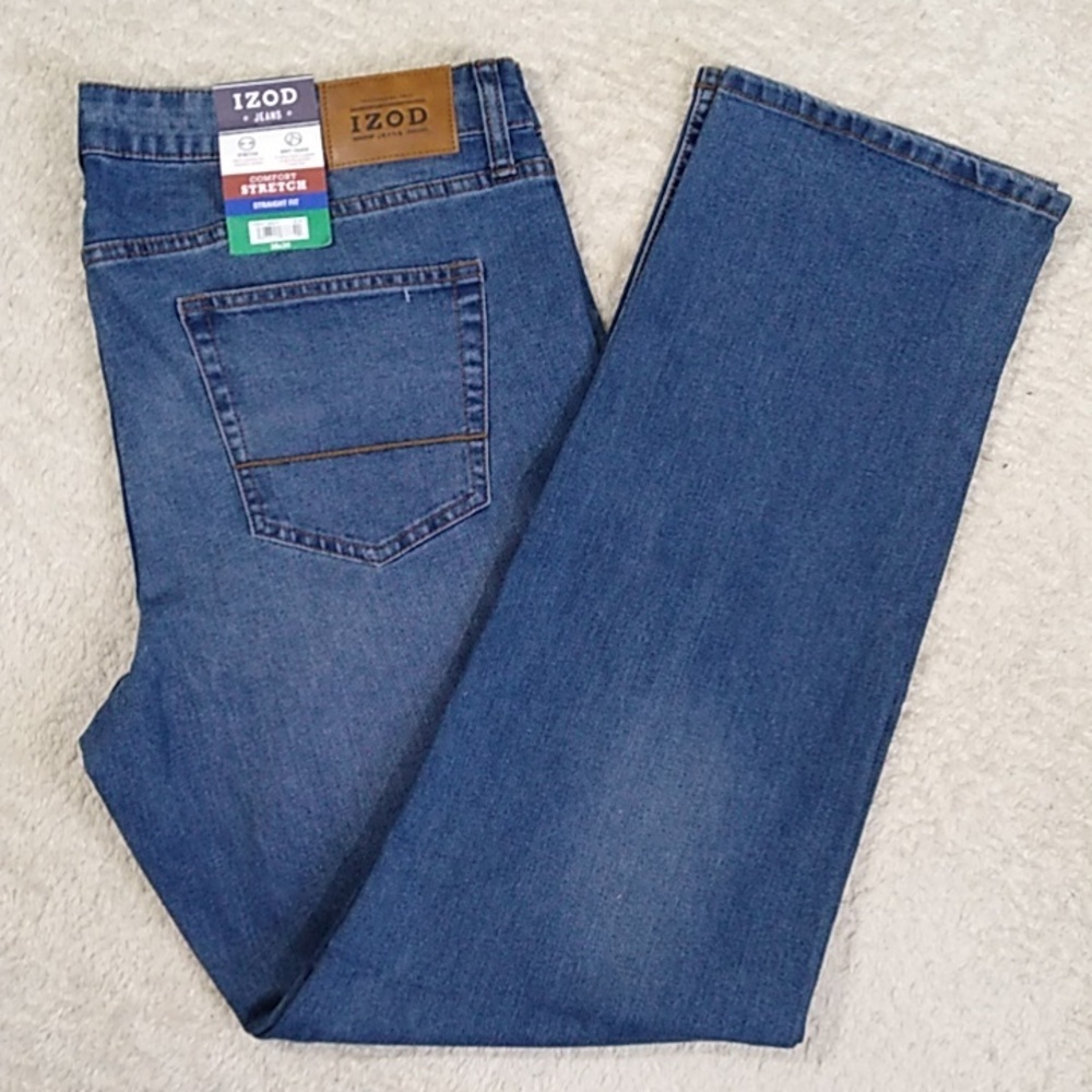 New Izod Jeans Mens 38x34 Straight Stretch